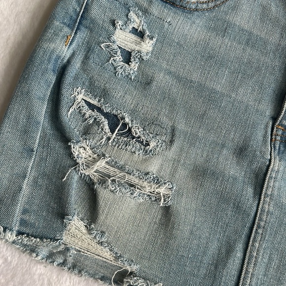 AMERICAN EAGLE Women’s Hi Rise Distressed Edgy Button Fly Grunge‎ Denim Skirt 8 - Picture 3 of 10